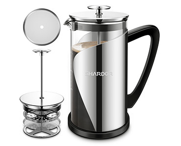 BPA Free 34oz French Press Bộ lọc 4 lớp 1000ML Thép không gỉ