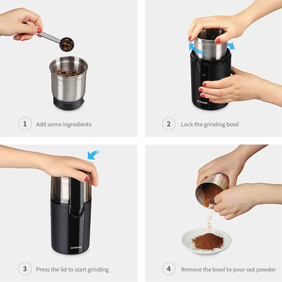 Máy xay hạt bột mịn điện 70g có thể tháo rời cho hạt cà phê hạt tỏi Sasil