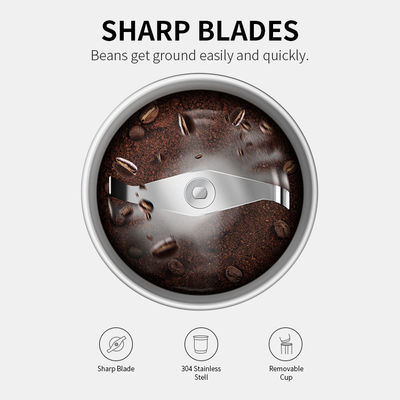 Động cơ mạnh mẽ màu đen Máy xay cà phê tùy chỉnh bằng thép không gỉ Lưỡi đậu Hạt gia vị