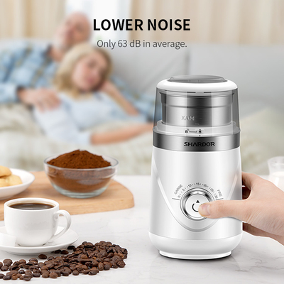 Máy xay hạt cà phê điện trắng có thể điều chỉnh di động 10 cài đặt với bát thép không gỉ