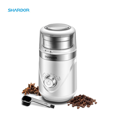 Máy xay hạt cà phê điện trắng có thể điều chỉnh di động 10 cài đặt với bát thép không gỉ