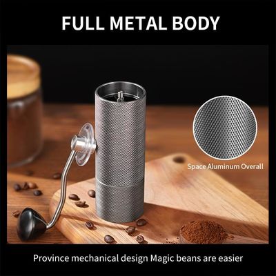 Máy xay cà phê bằng tay hình nón yên tĩnh Hợp kim nhôm thép không gỉ 25g Mang theo dễ dàng