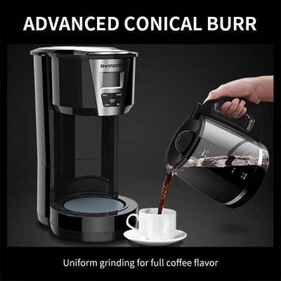 Tự động đổ trên máy pha cà phê nhỏ giọt bằng thép không gỉ 1.8L 12 cốc màu đen