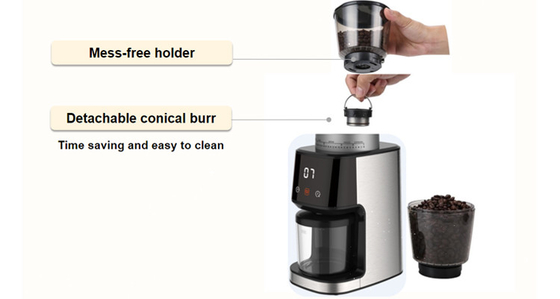 Máy xay cà phê hình nón yên tĩnh 165W 275g Máy pha cà phê Espresso động cơ DC
