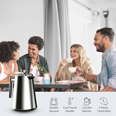 1000ML Máy pha cà phê kiểu Pháp tự động Máy pha cà phê Du lịch Tường đôi bằng thép không gỉ