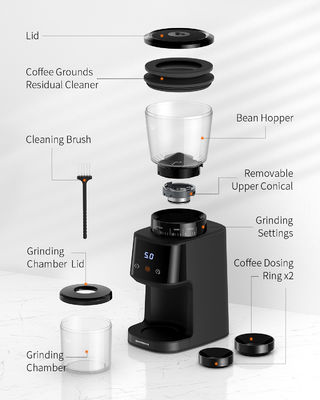 Black Homeuse Coffee Bean Burr Grinder Kích thước hạt điện CE ETL CB